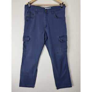 LAPCO FR Men's Cargo Work Pants 35x36 Blue Stained Distressed Grunge Outdoors